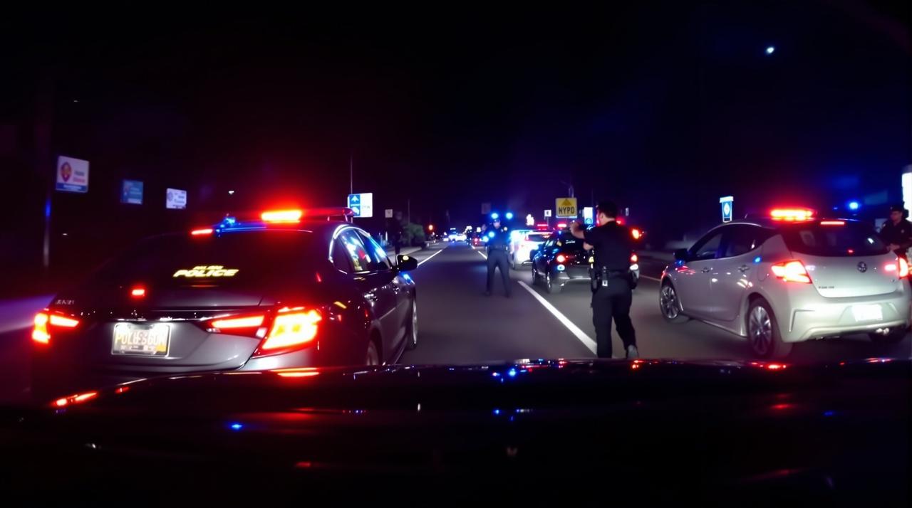 男星深夜酒驾被交警拦截执法录像